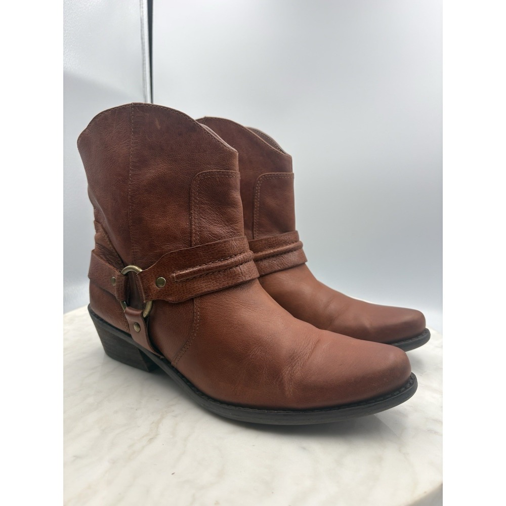Franco Sarto Leather Boots Wade Brown Harness Western Mid Calf Womens 8 Boho EUC - Picture 5 of 12